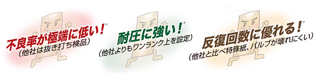 不良率が極端に低い！耐圧に強い！反復回数に優れる！